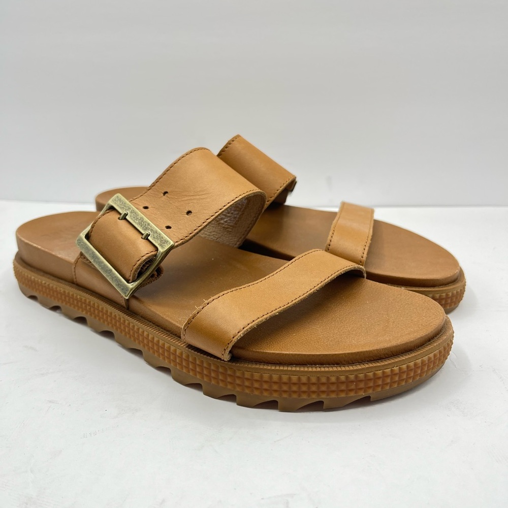 Sorel Women’s Size 10 Roaming Gold Buckle Slip On Slide Sandals Platform Neutral